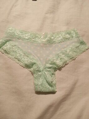 PINK Victoria's Secret Mint Lace Bikini Panty with Pink Logo
